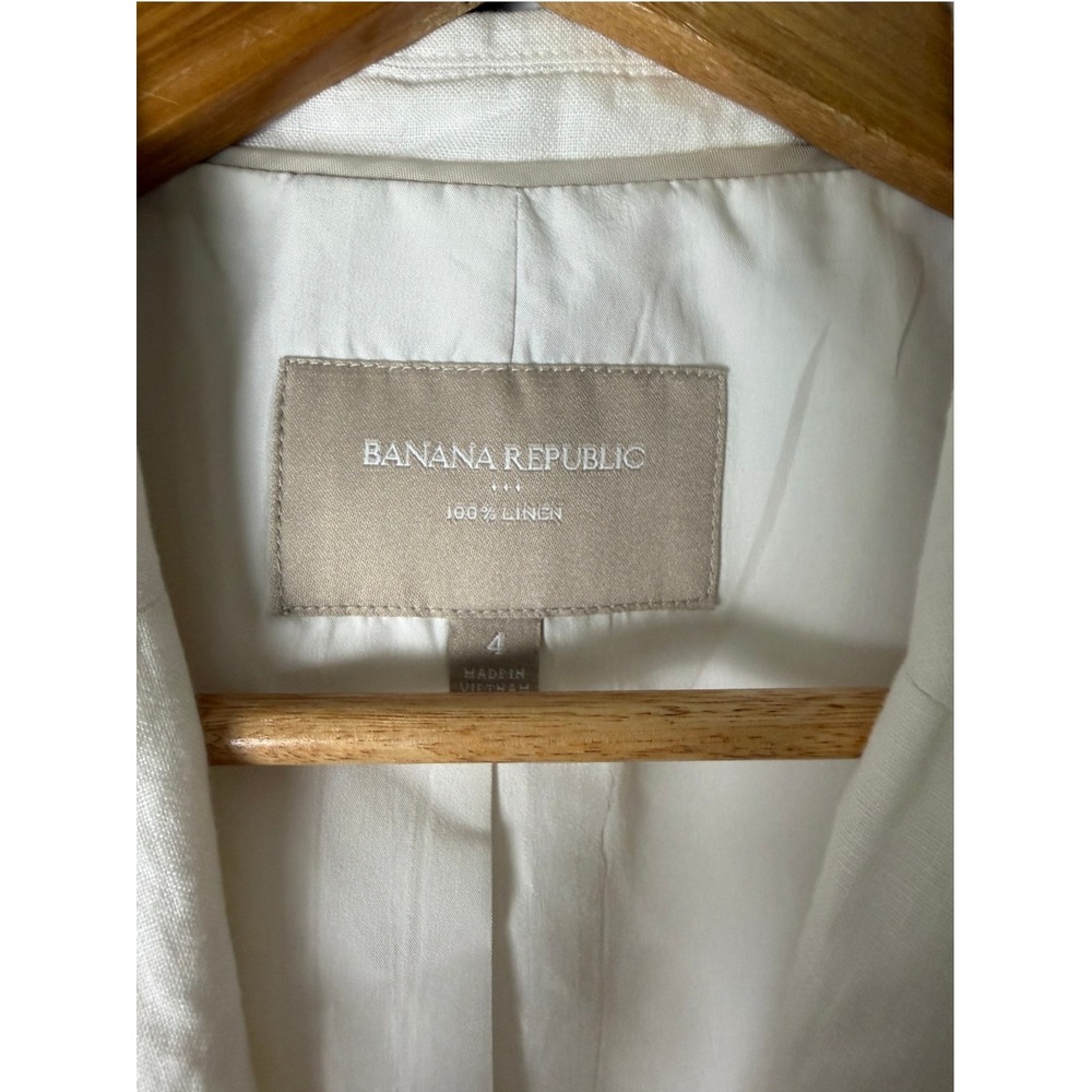Banana Republic White 100% Linen Blazer Jacket Lined, Size 4 - Picture 2 of 7